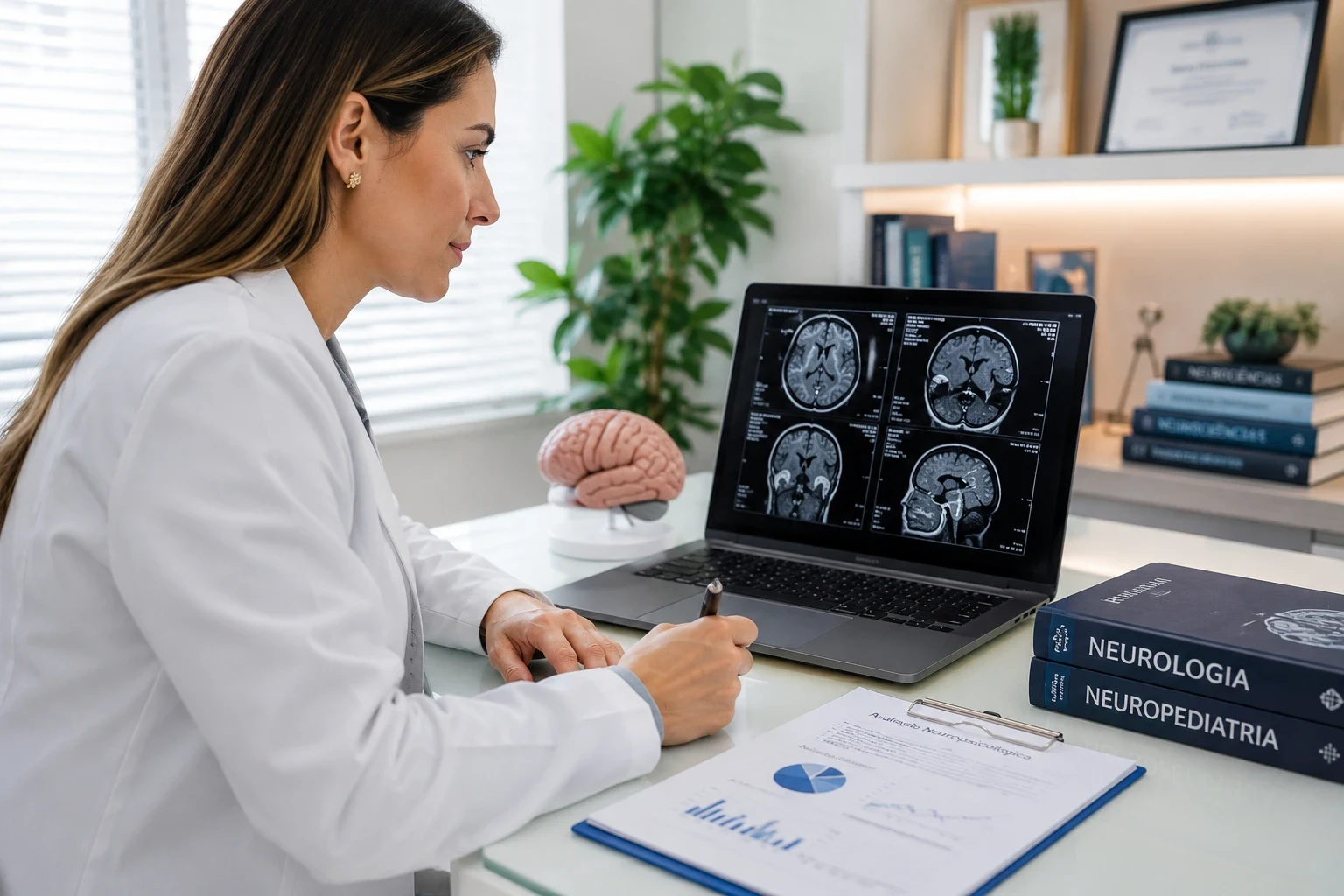 Análise médica de exames em neuropediatria