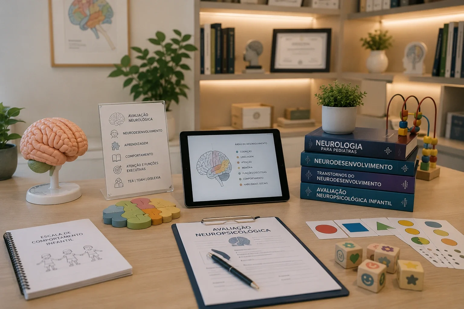 Materiais ilustrativos relacionados ao neurodesenvolvimento infantil