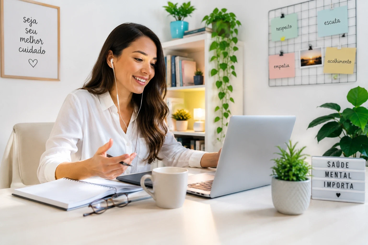 Psicóloga preparada para atendimento psicológico online