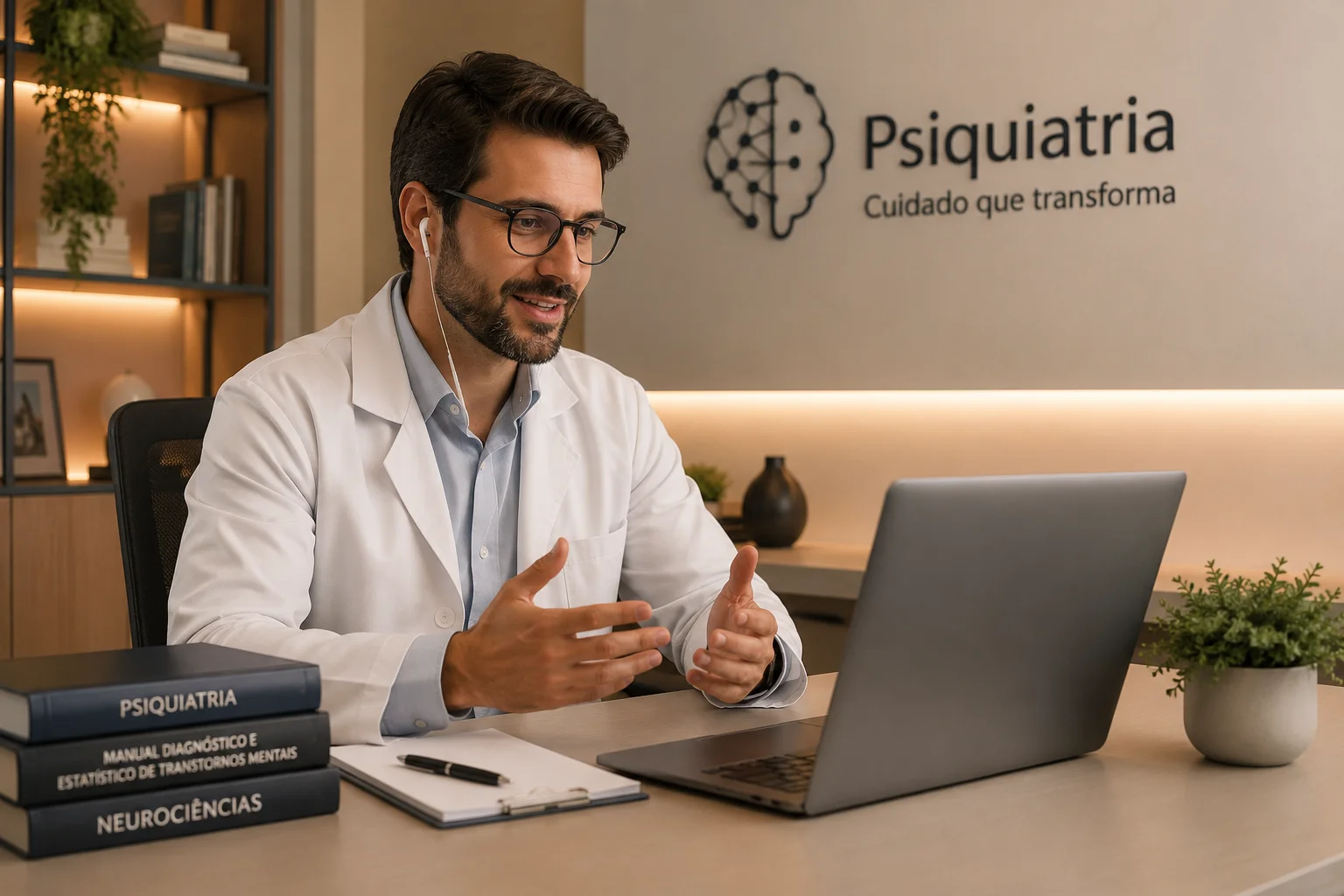 Psiquiatra em consulta online por videochamada